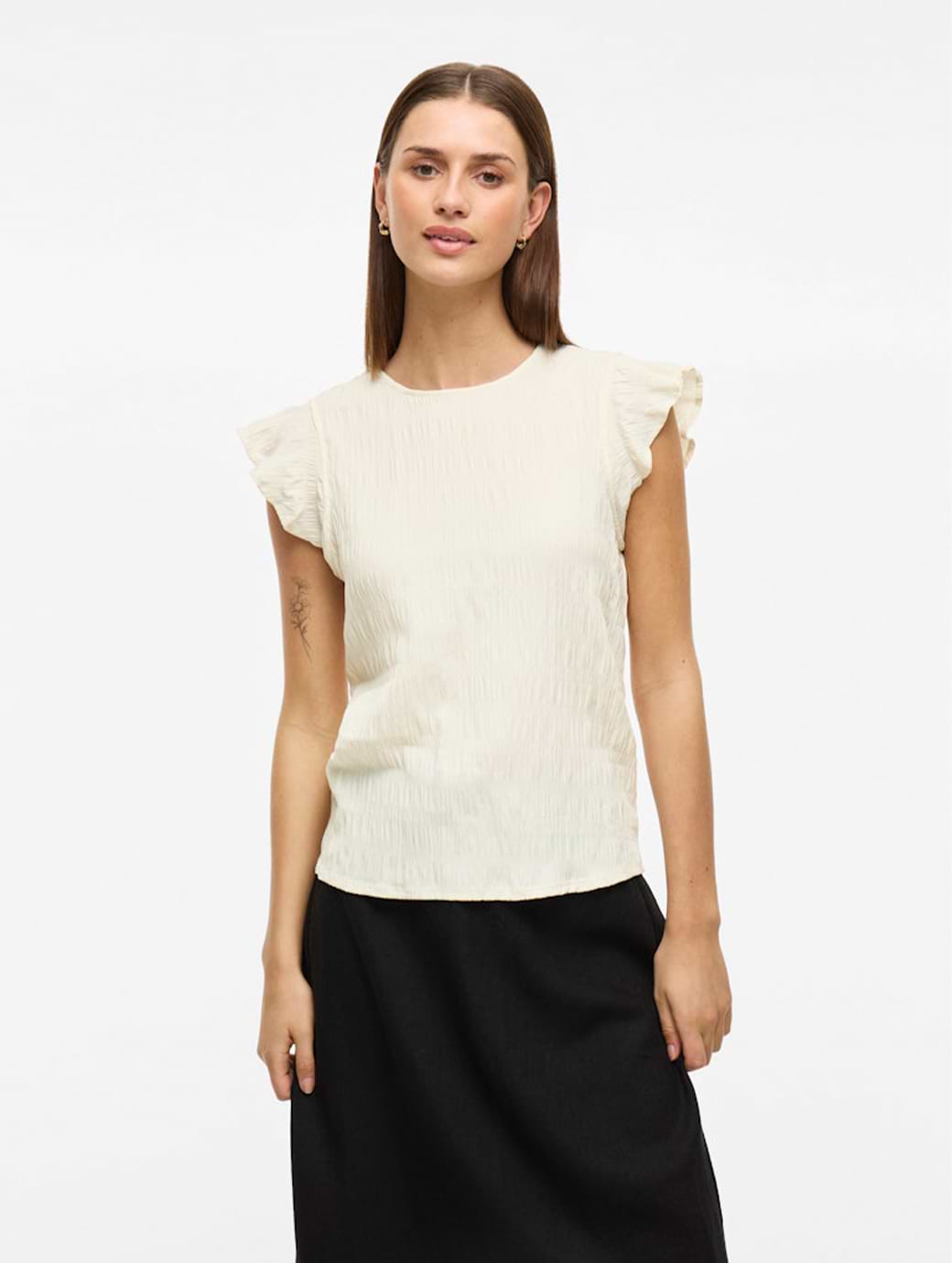 Vila Women's Raye Short Sleeve Top Birch