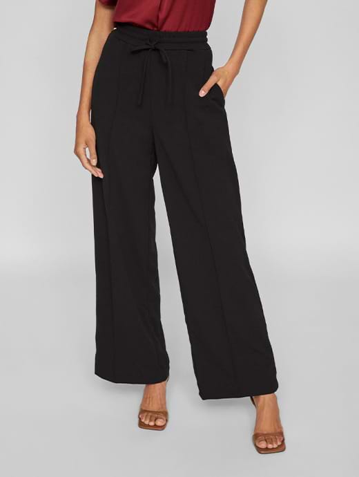 Vila Women's Viclua Wide Trousers Black Beauty
