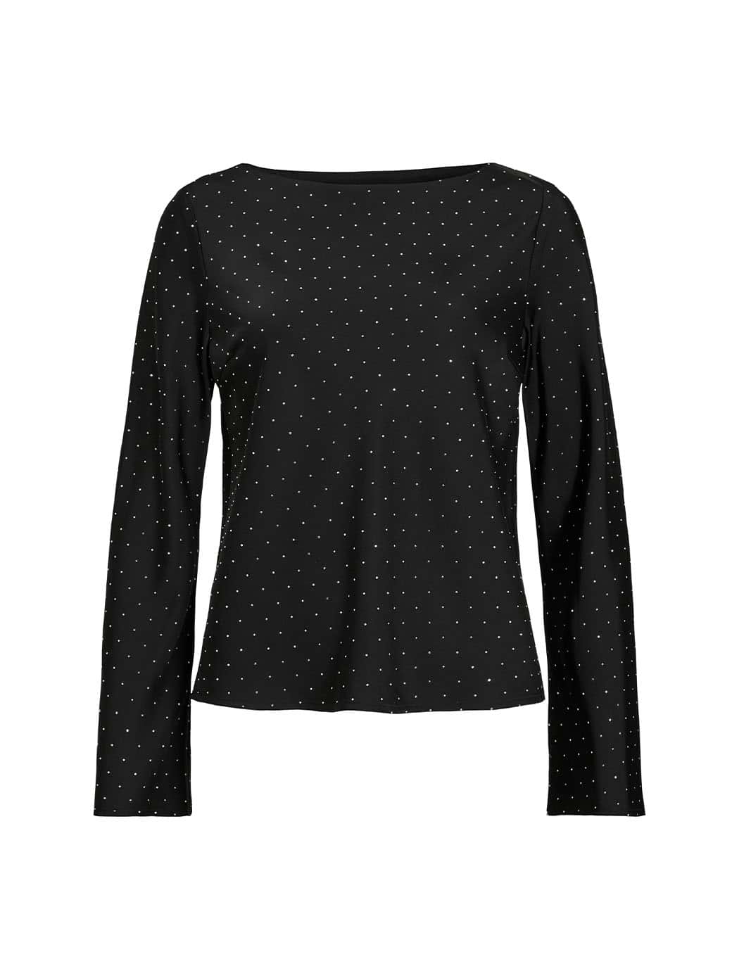 Vila Women's Ellie Long Sleeve Boat Neck Top Black Beauty