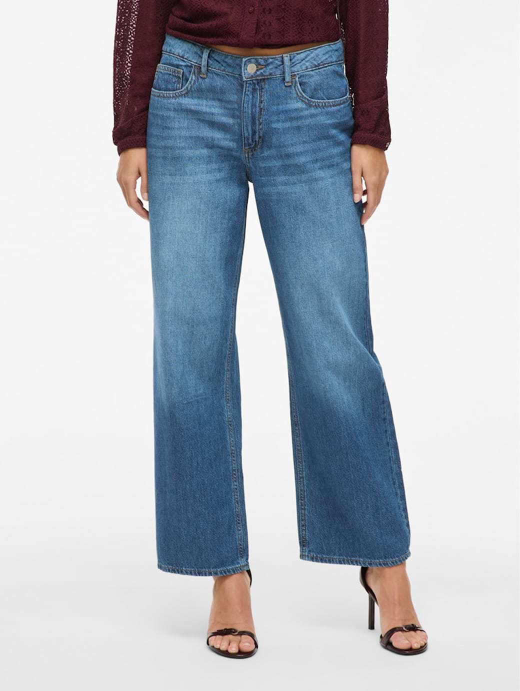 Vila Women's Palma Wide Jeans Medium Blue Denim