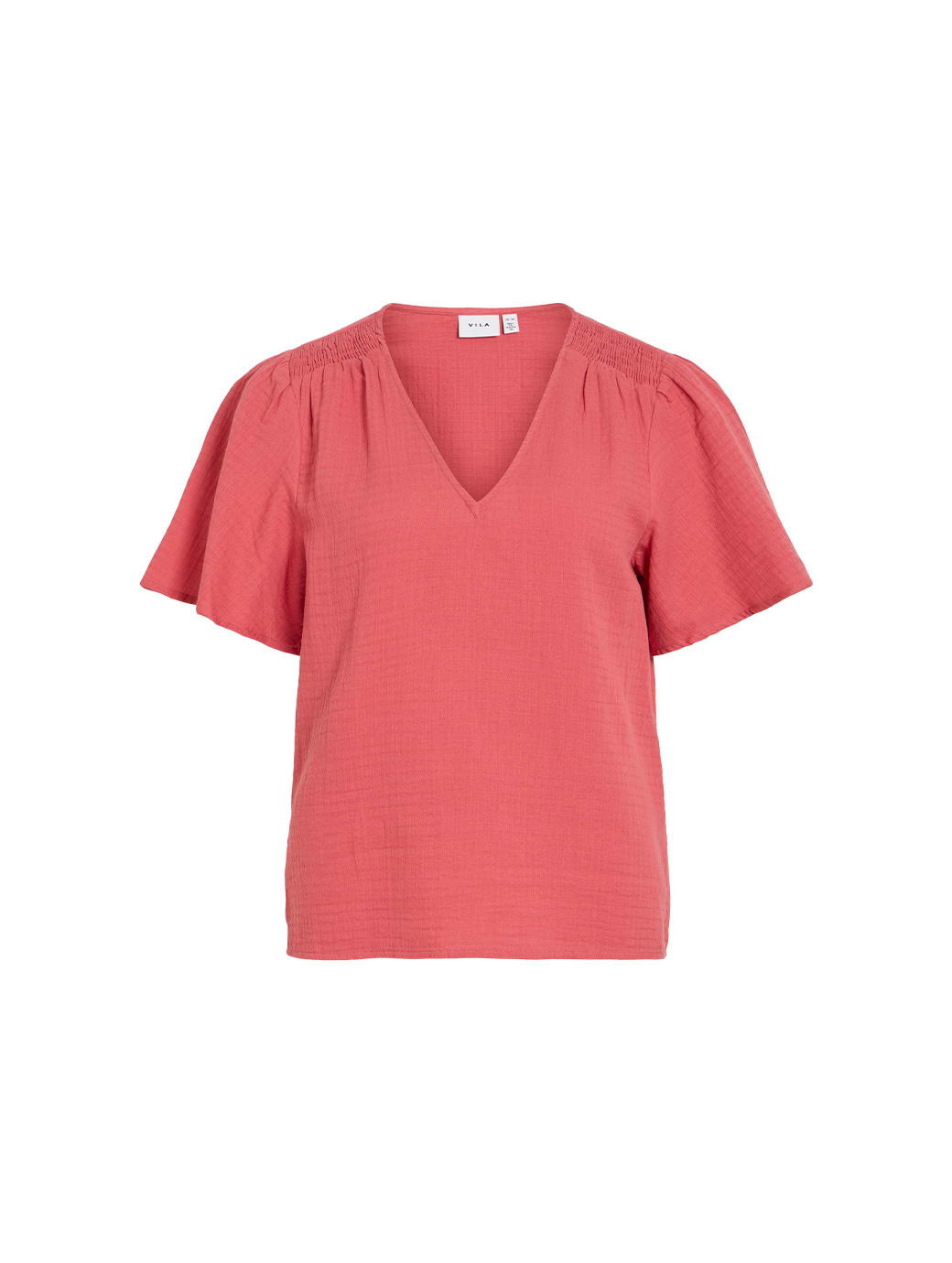 Vila Women's Vilania V-Neck Short Sleeved Det. Top Holly Berry