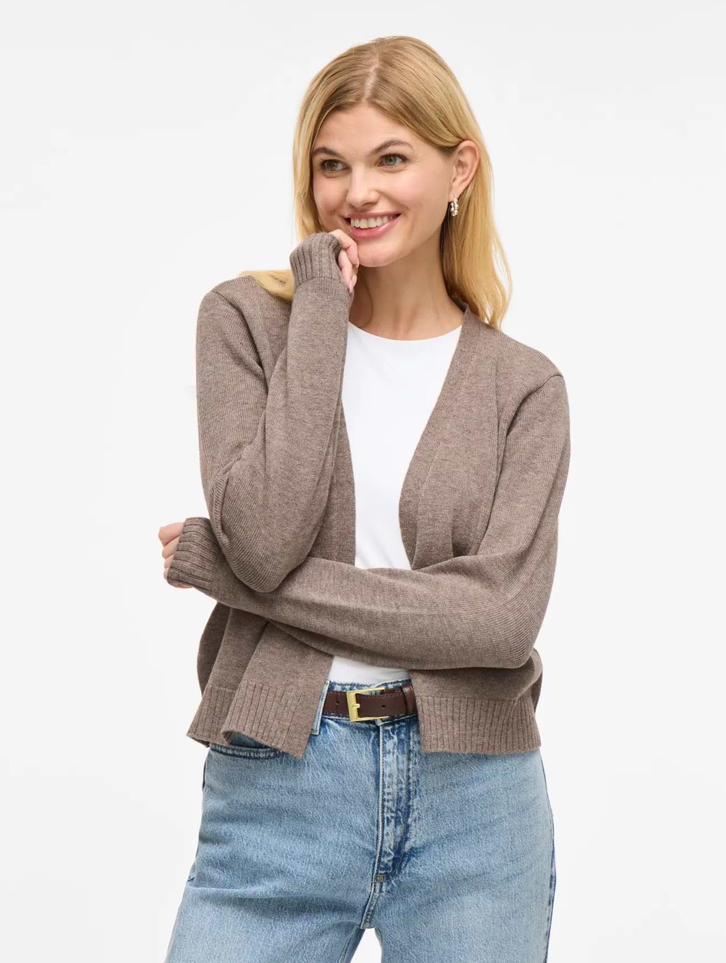 Vila Women's Viril Short Long Sleeve Cardigan Falcon Melange