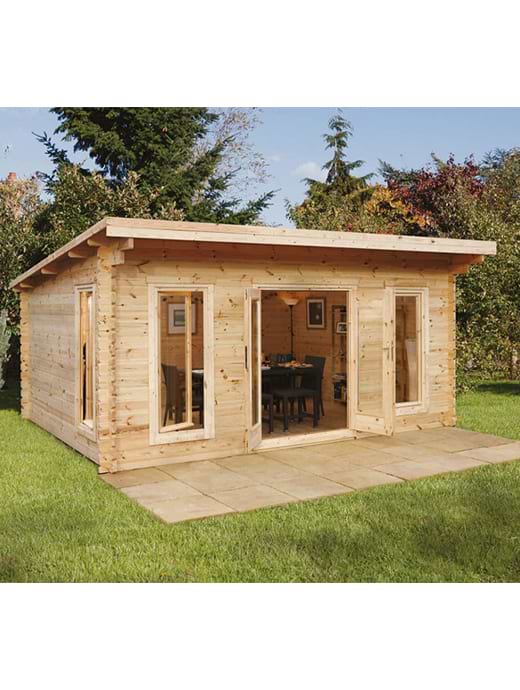 Forest Garden Mendip 5.0m x 4.0m Log Cabin - Pent Roof Double Glazed 24kg Polyester Felt Plus Underlay