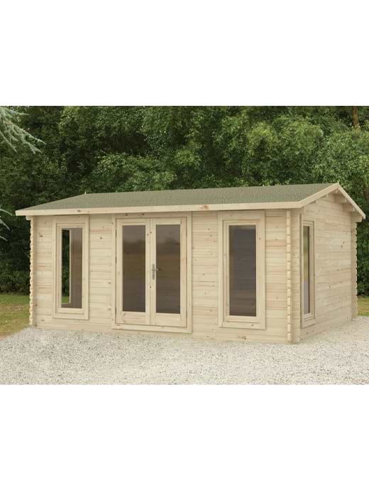Forest Garden Rushock 5.0m x 4.0m Log Cabin - Apex Roof Double Glazed 24kg Polyester Felt Plus Underlay