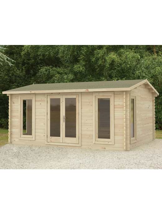 Forest Garden Rushock 5.0m x 4.0m Log Cabin - Apex Roof Double Glazed with Felt Shingles Plus Underlay