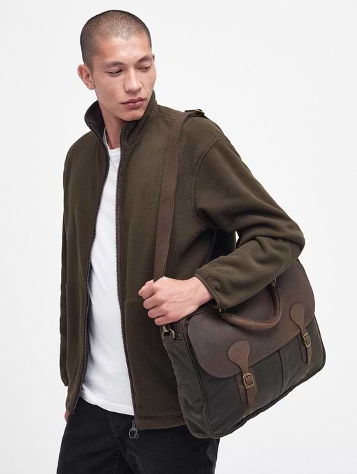 Barbour Wax Leather Briefcase Olive