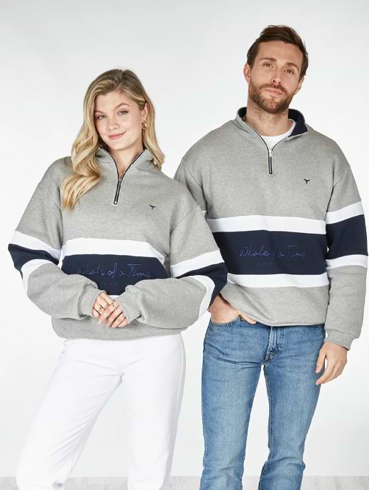 Whale of a Time Evesham Unisex Quarter Zip Sweatshirt Grey