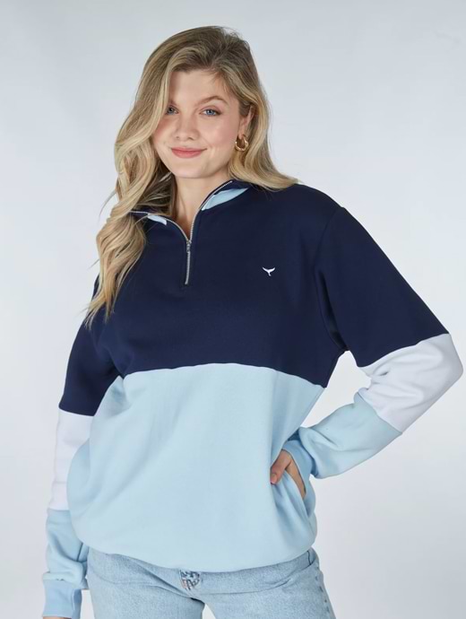 Whale Of A Time Unisex Cambridge Quarter Zip Light Blue