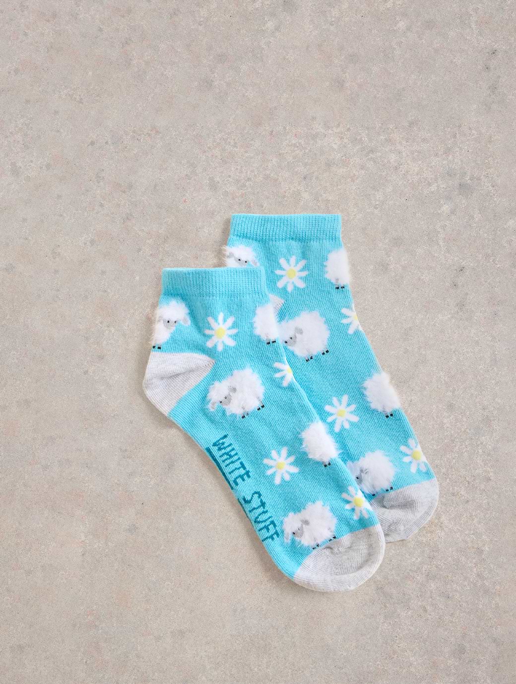 White Stuff Fluffy Sheep Trainer Sock Blue Multi