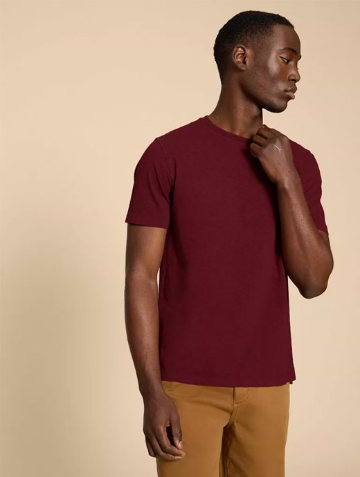 White Stuff Men's Abersoch Short Sleeve Tee Dark Plum