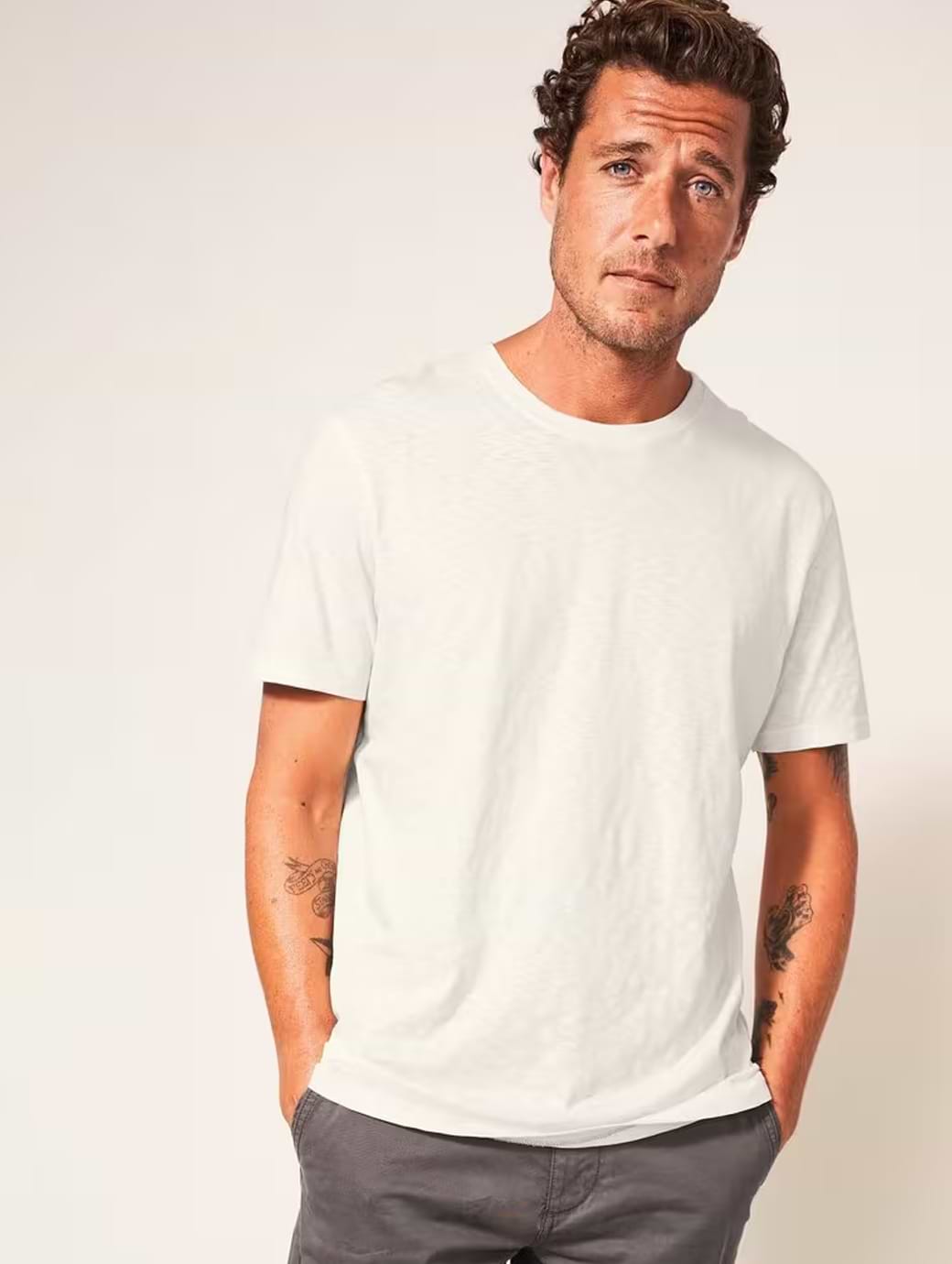 White Stuff Men's Abersoch Short Sleeve Tee Natural White