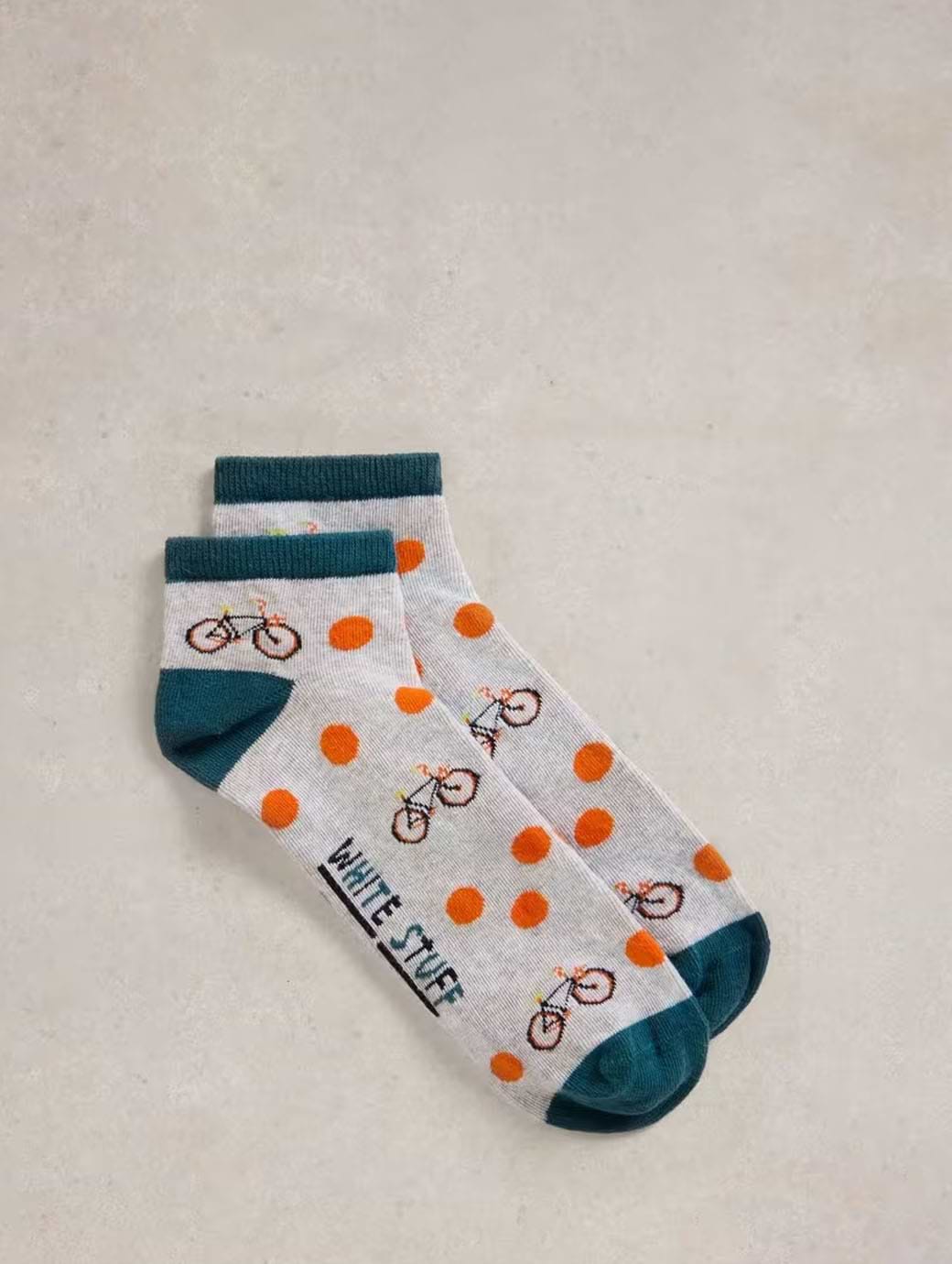 White Stuff Men's Bicycle Spot Trainer Sock Grey Multi
