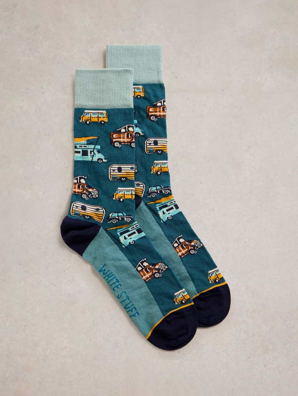 White Stuff Men's Campervan Ankle Sock Teal Multi
