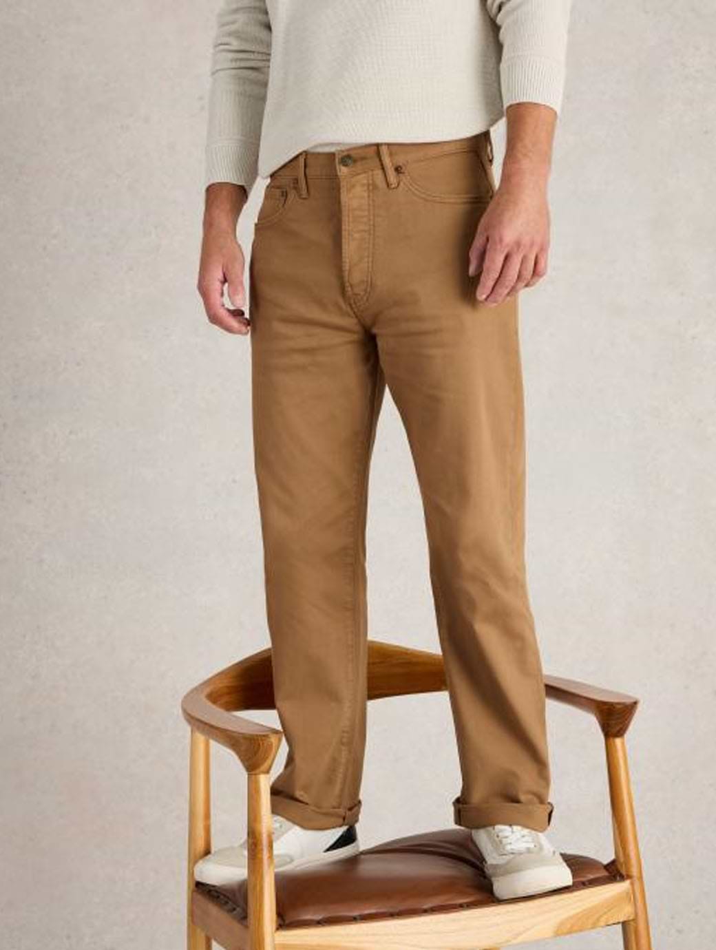 White Stuff Men's Eastwood Garment Dye Jean Regular Mid Tan 