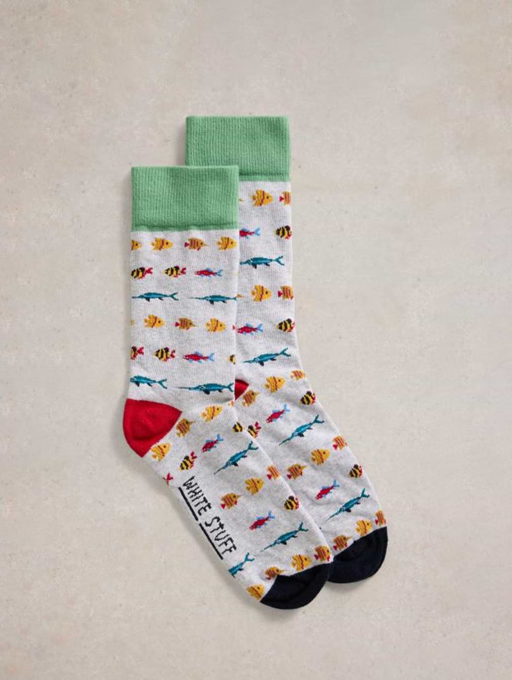 White Stuff Men's Fish Tales Ankle Sock Grey Multi