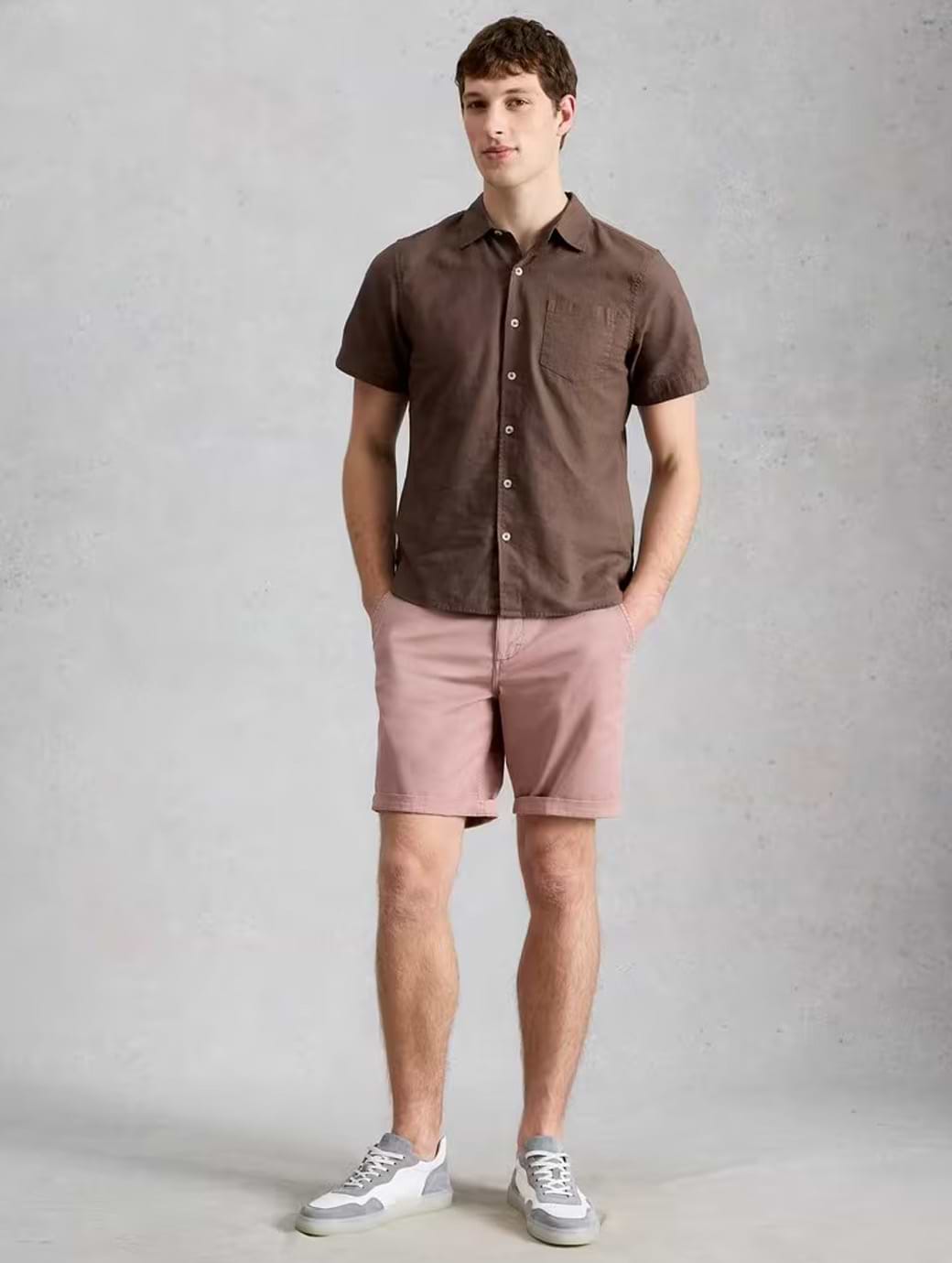 White Stuff Men's Sutton Organic Chino Short Dusty Pink