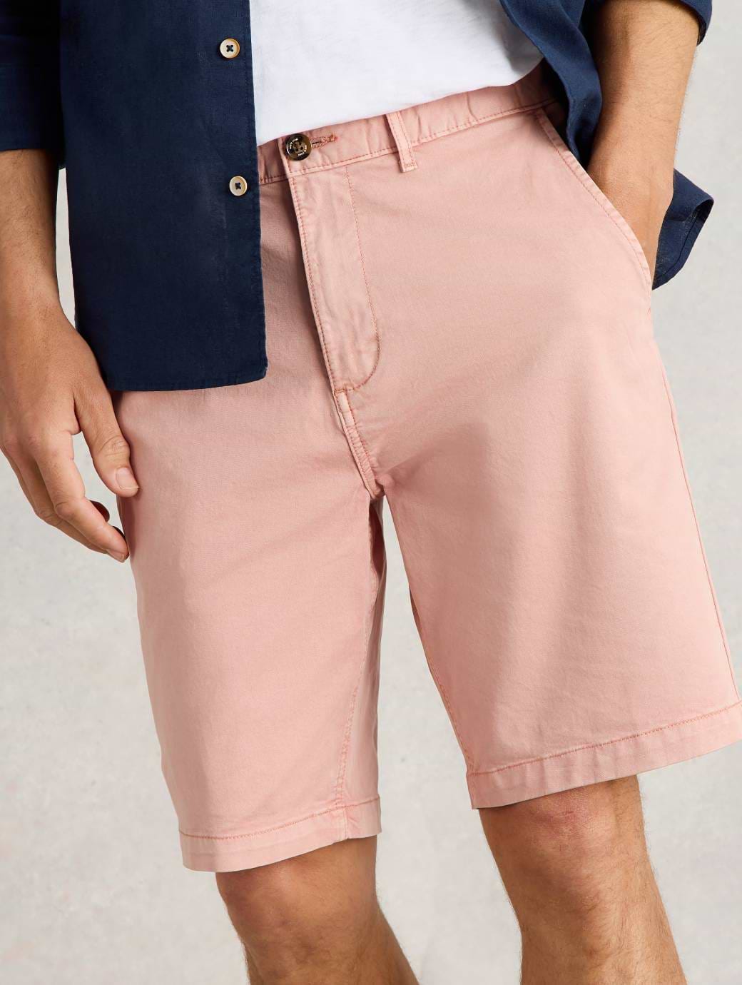 White Stuff Men's Sutton Organic Chino Short Light Pink