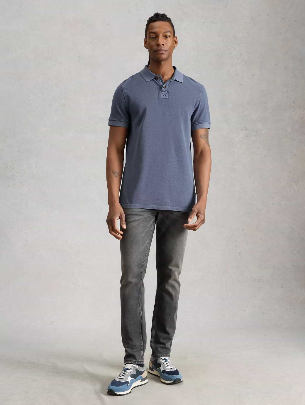 White Stuff Men's Utility Polo Dusty Blue