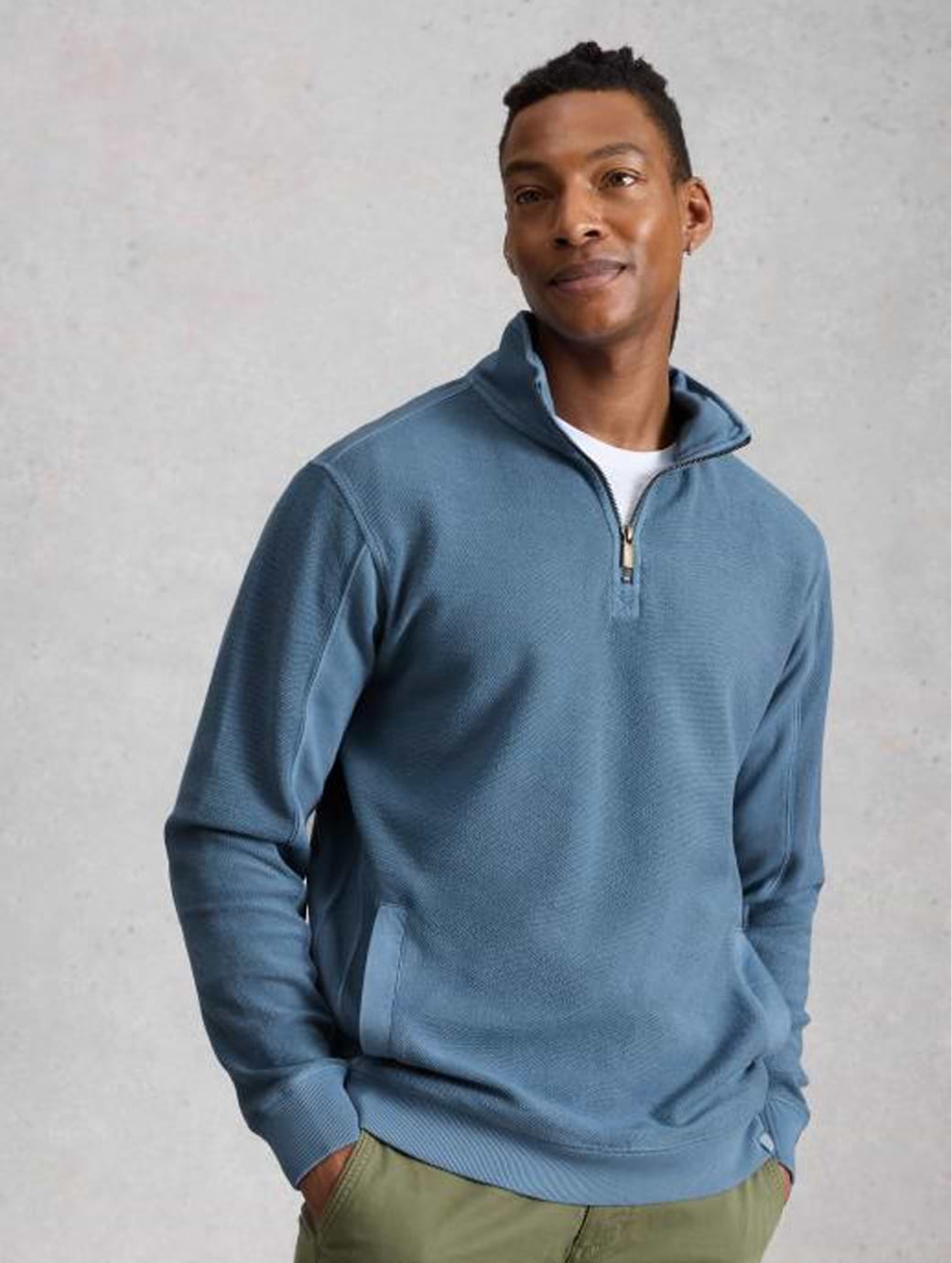 White Stuff Men's Sidmouth Half Zip Light Blue
