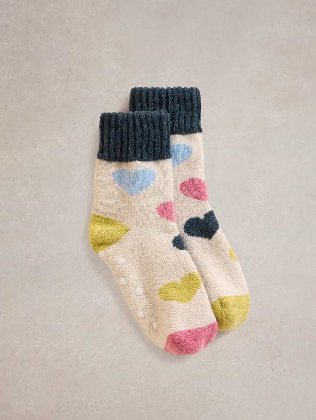 White Stuff Multi Heart Loopback Sock White Multi