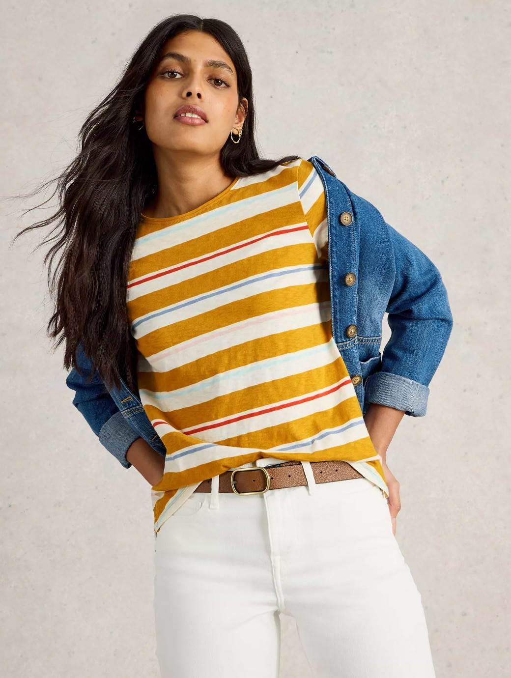 White Stuff Women's Abbie Stripe Tee Chartreuse Multi