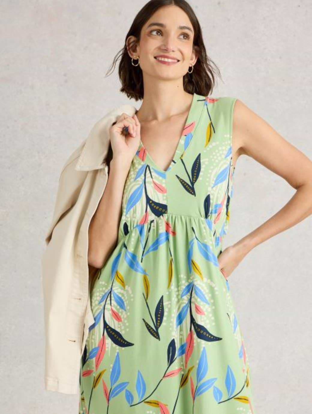 archer midi dress green White Stuff Women's Jersey Maxi Regular Multi Resort 24