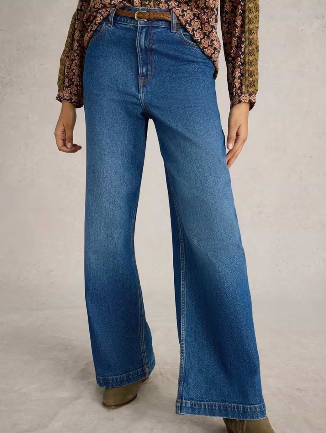 White Stuff Women's Ayla Wide Leg Jean Mid Denim