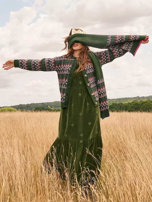 White Stuff Women s Belle Fairisle Cardigan Green Multi
