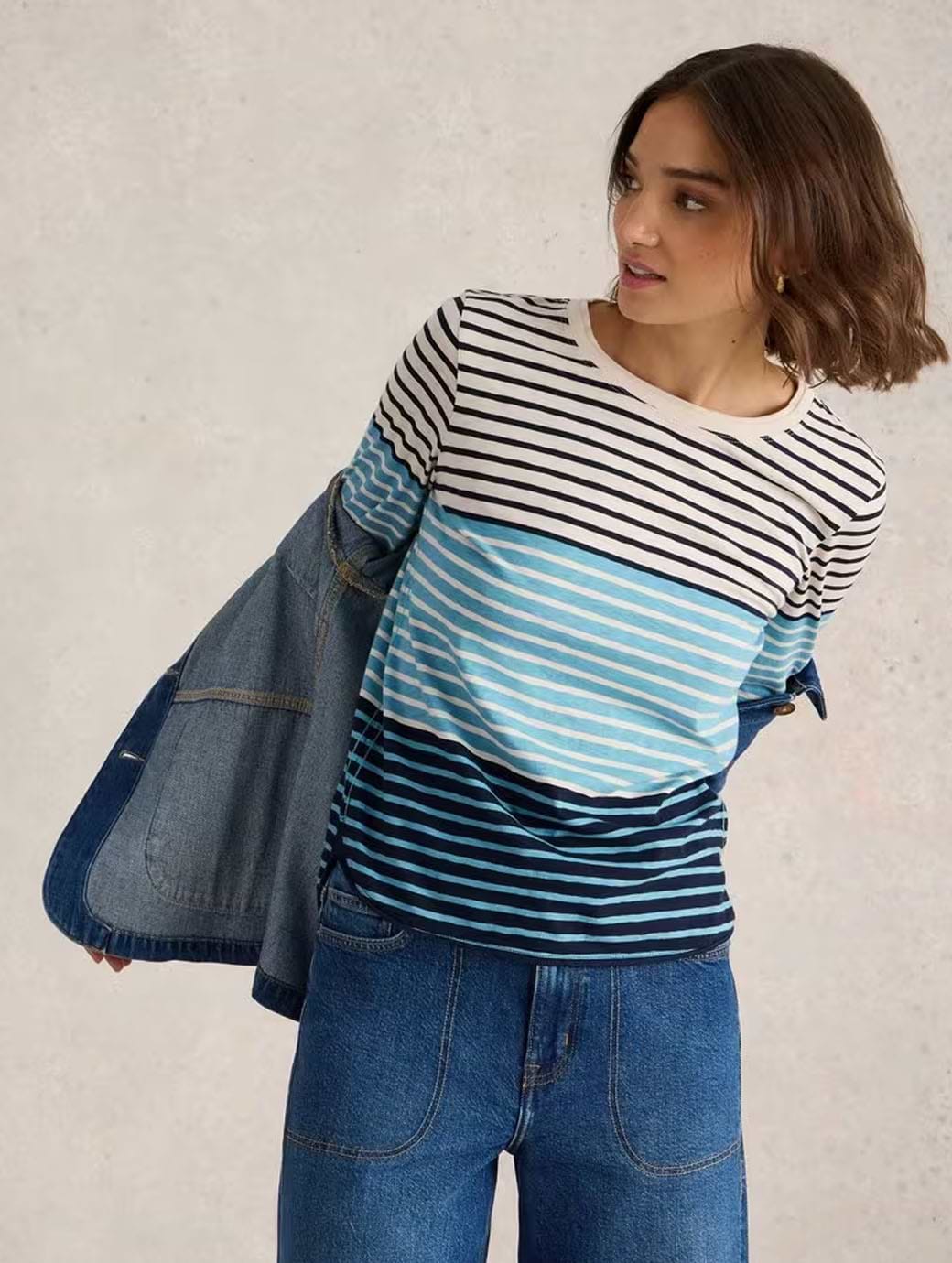 White Stuff Women's Clara Long Sleeve Tee Blue Multi