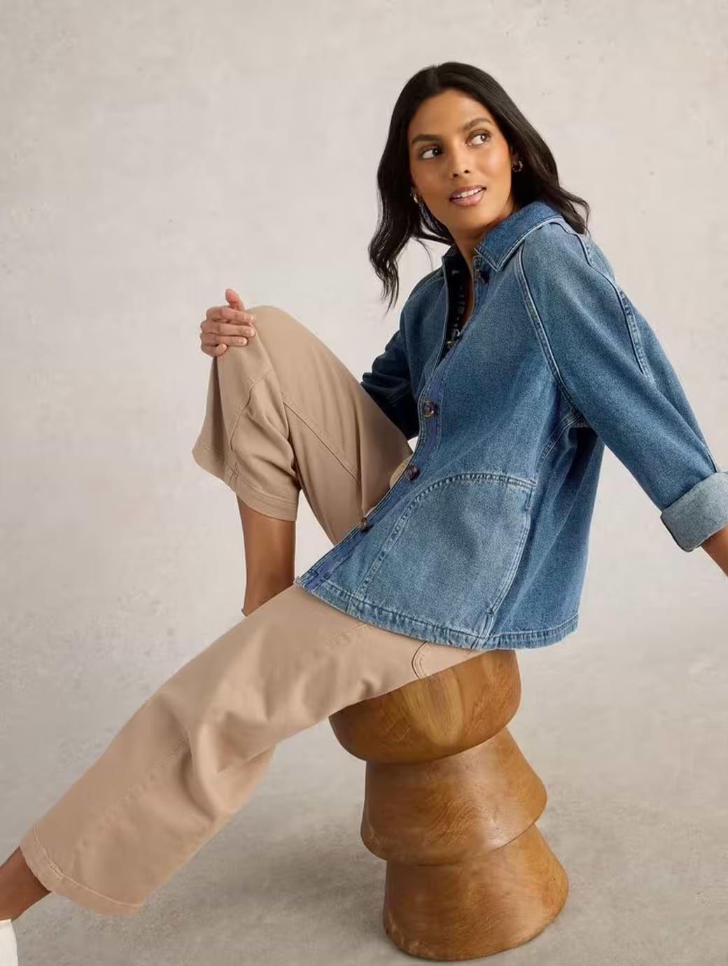 White Stuff Women's Eden Denim Jacket Mid Denim