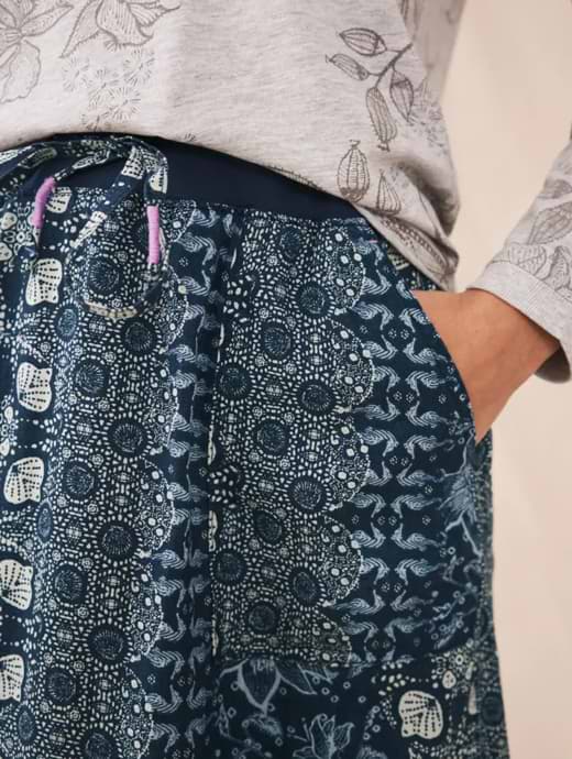 White Stuff Women s Effie Linen Skirt Blue Multi