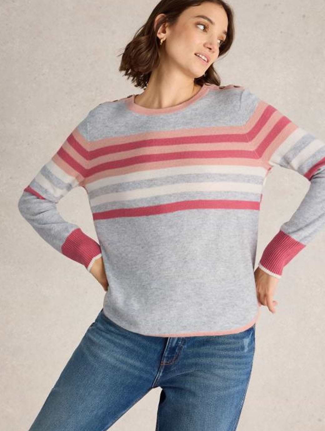 White Stuff Women's Emma Jumper Grey Multi