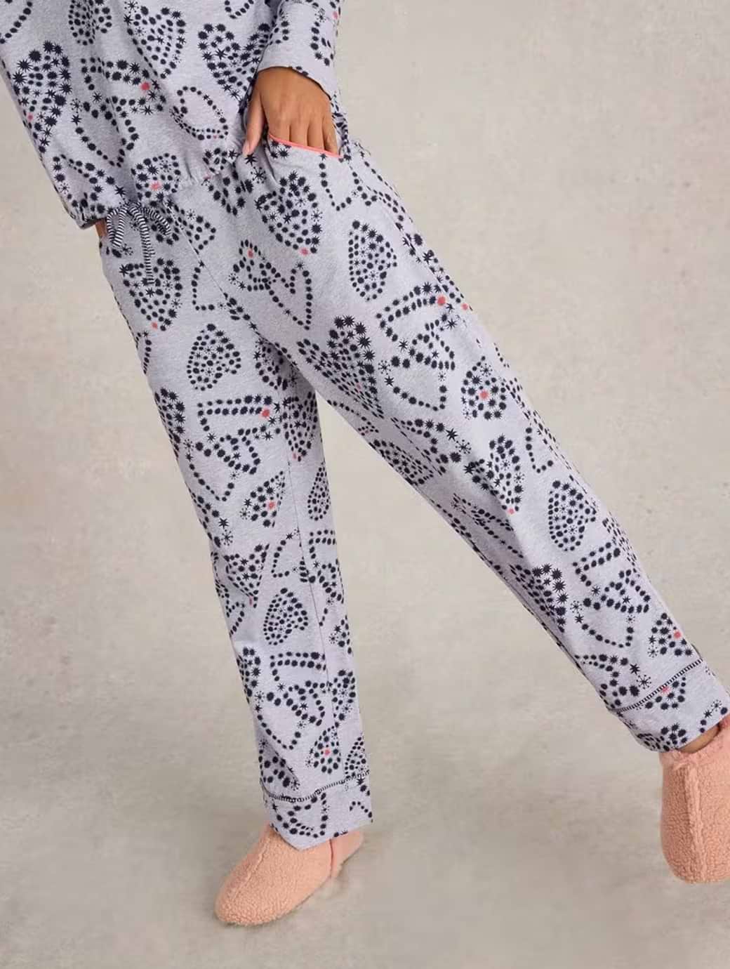 White Stuff Women's Fern Jersey PJ Bottom Grey Print