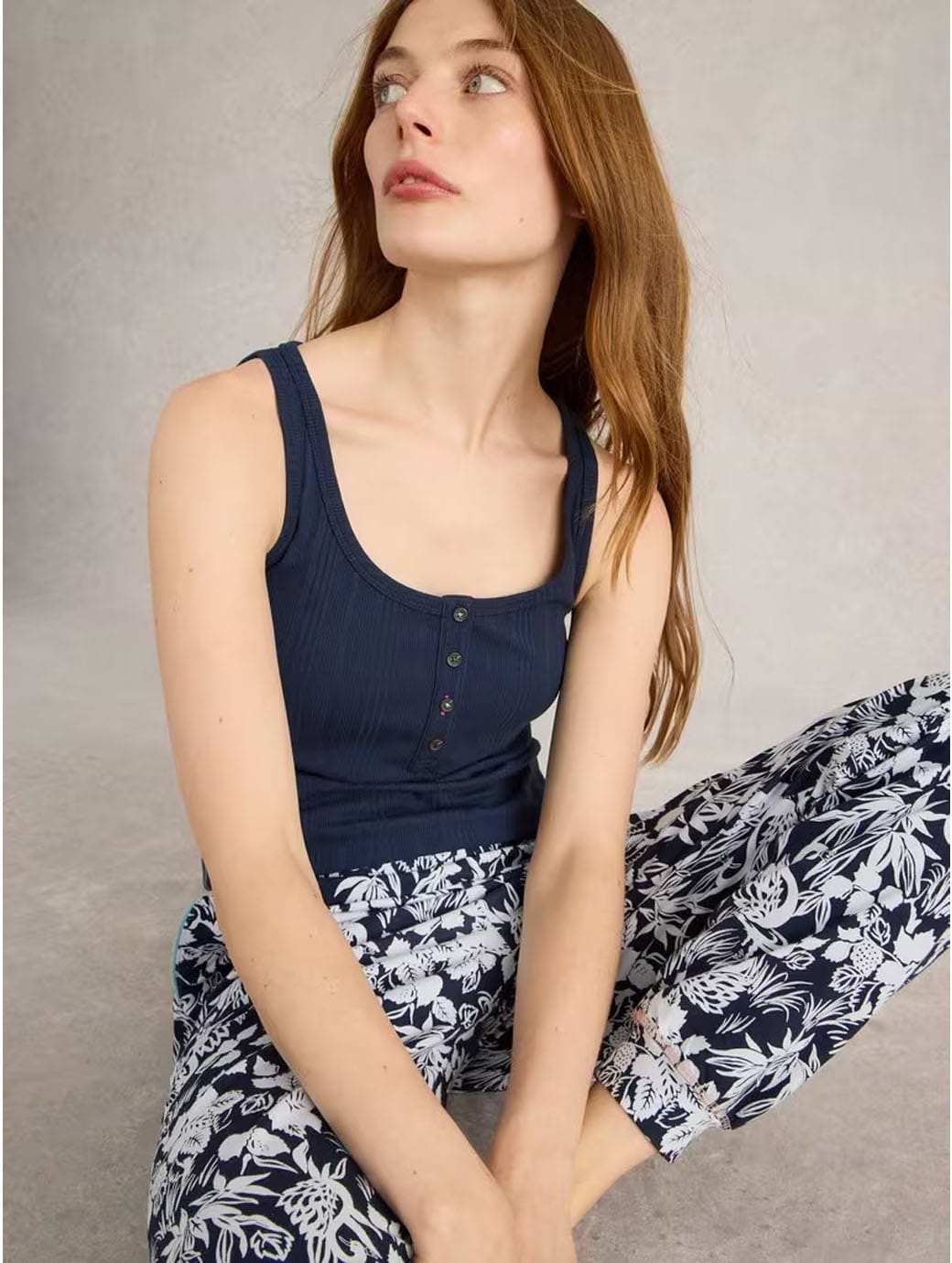White Stuff Women's Hailey Henley Jersey Vest Dark Navy