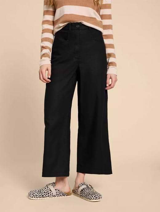 White Stuff Petite Women s Harper Linen Blend Trouser Pure Black