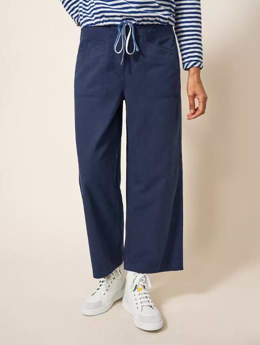 White Stuff Women's Harper Wide Leg Trouser Dark Navy 