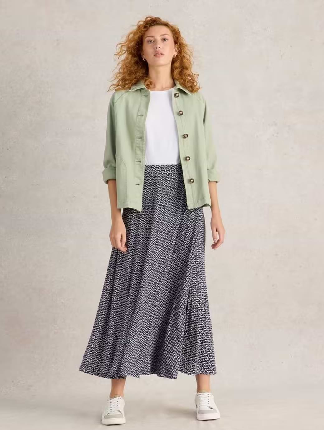 White Stuff Women's Jada Jersey Maxi Skirt Petite Navy Print