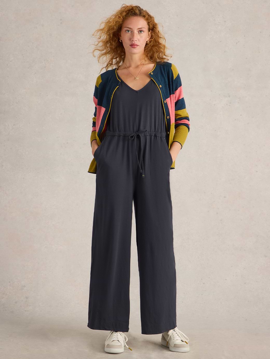 White Stuff Women's Jasmine Jersey Jumpsuit Charcoal Grey