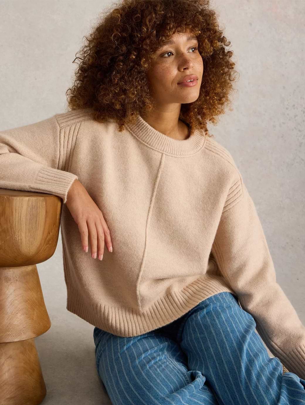 White Stuff Women's Lovely Boxy Jumper Light Natural
