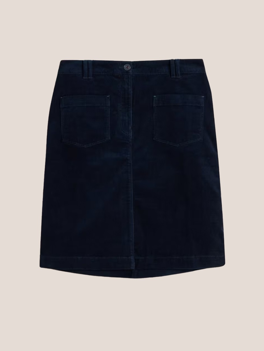 White Stuff Women's Melody Organic Cord Skirt Dark Navy