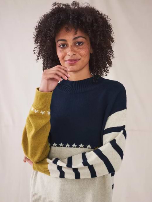 Navy star jumper top