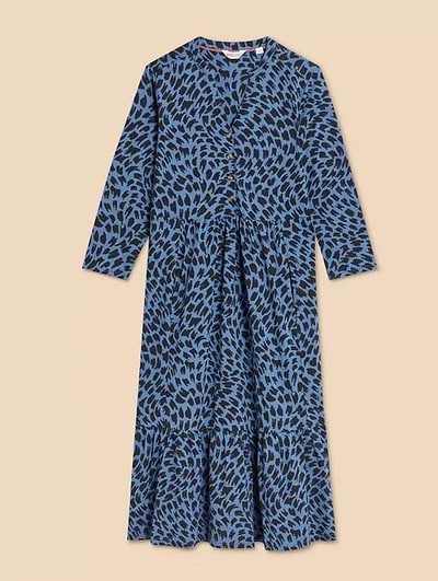 White Stuff Petite Women's Naya Jersey Dress Blue Print White Stuff Petite Women's Naya Jersey Dress Blue Print