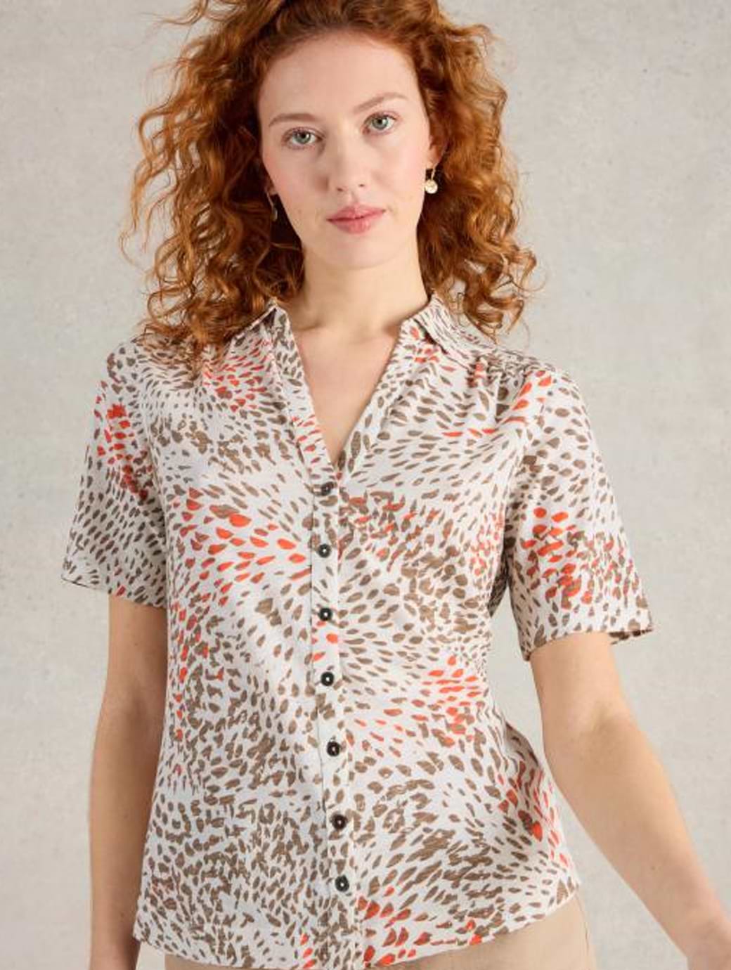 White Stuff Women's Annie Jersey Shirt Grey Print 