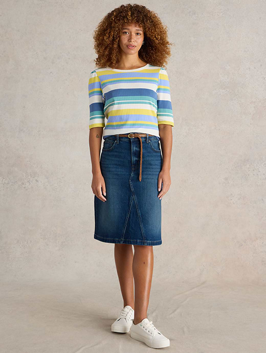 White Stuff Women's Petite Scarlett Denim Skirt Mid Denim Mid Denim
