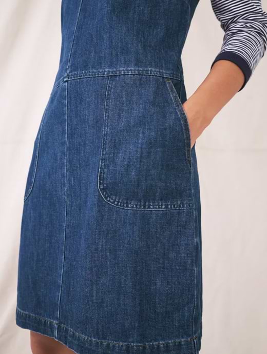 white stuff denim pinafore dress White Stuff Rose Denim Pinafore Mini Dress, Blue