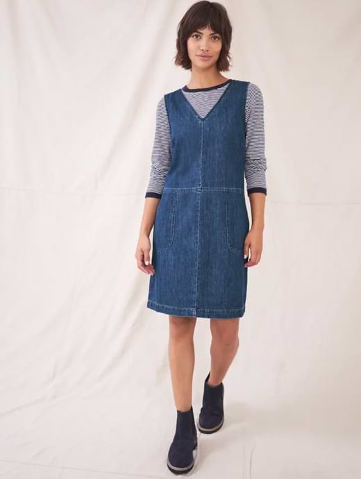 White Stuff Women s Pippa Denim Pinafore Dress Mid Denim