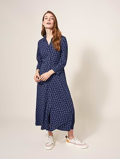 white stuff women's rua jersey shirt dress reviews White Stuff Rua Jersey A-Line Midi Shirt Dress