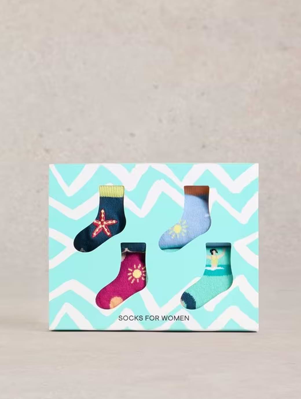 White Stuff Women's Seaside Ankle Socks 4 Pack Teal Multi