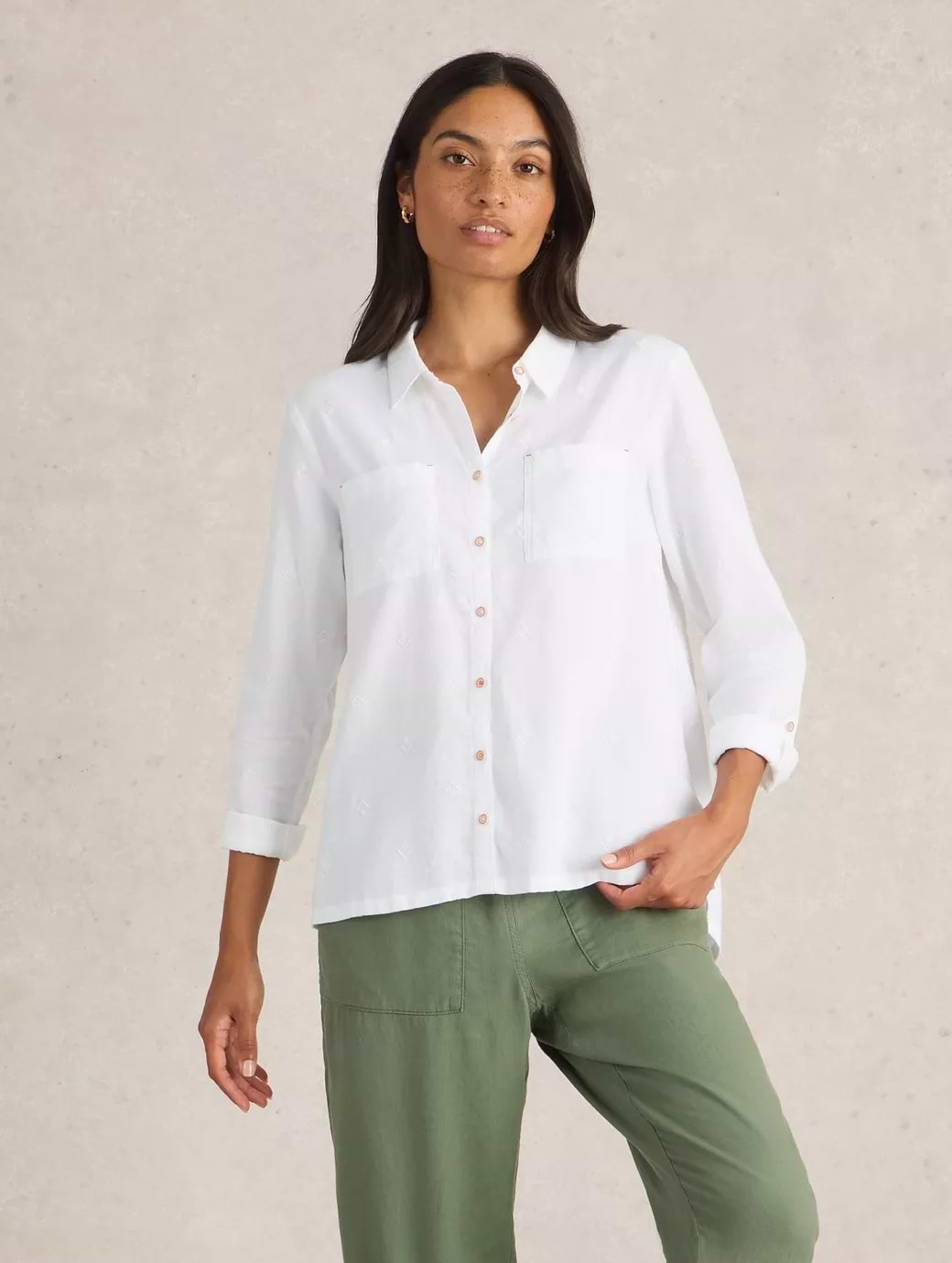 White Stuff Women's Sophie Organic Cotton Shirt Pale Ivory