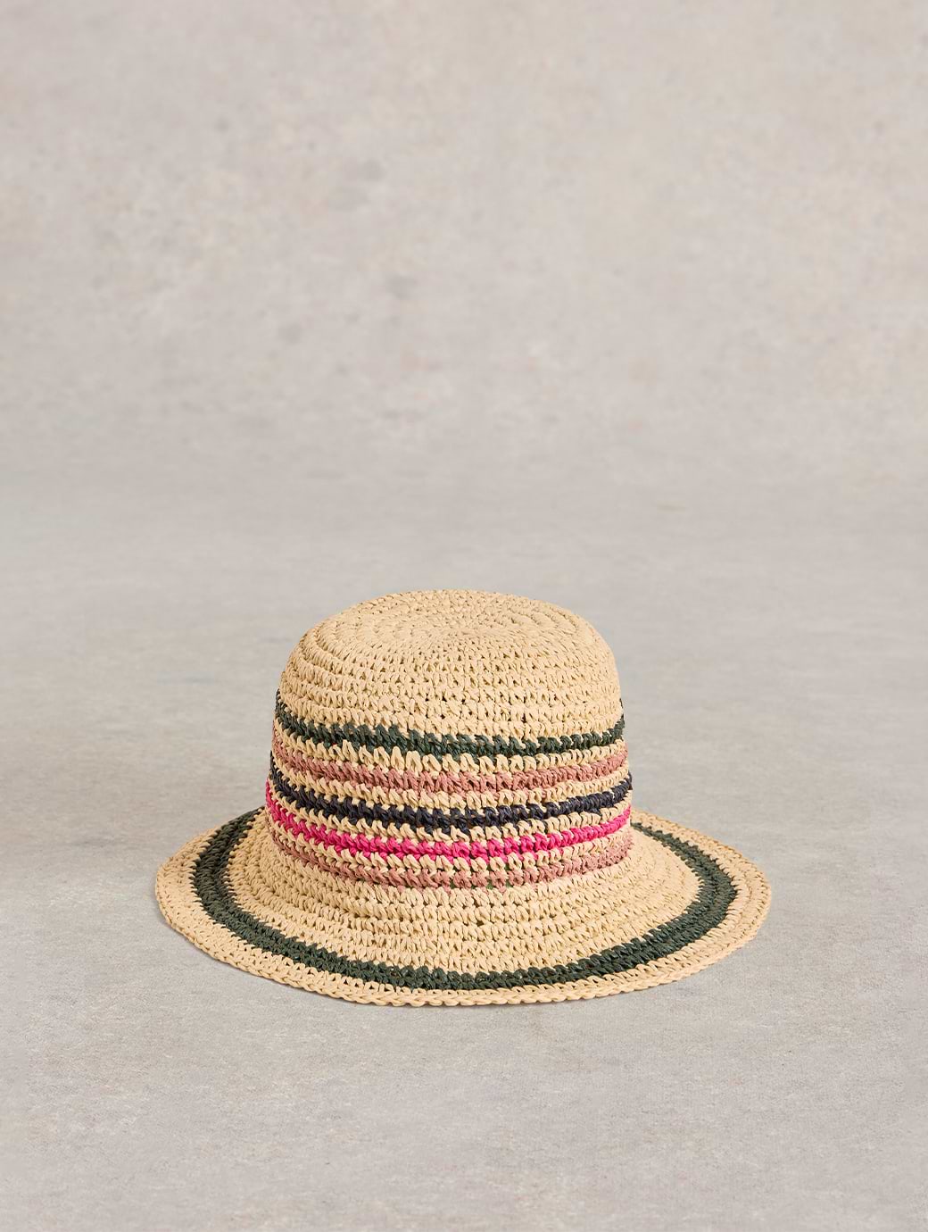 White Stuff Women's Striped Bucket Hat Natural Multi